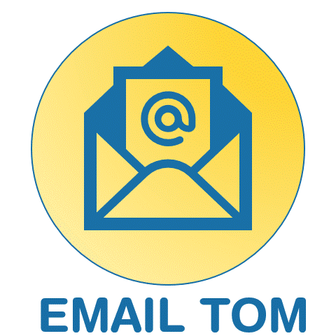 Circular blue email icon graphic with yellow radiant background . white background